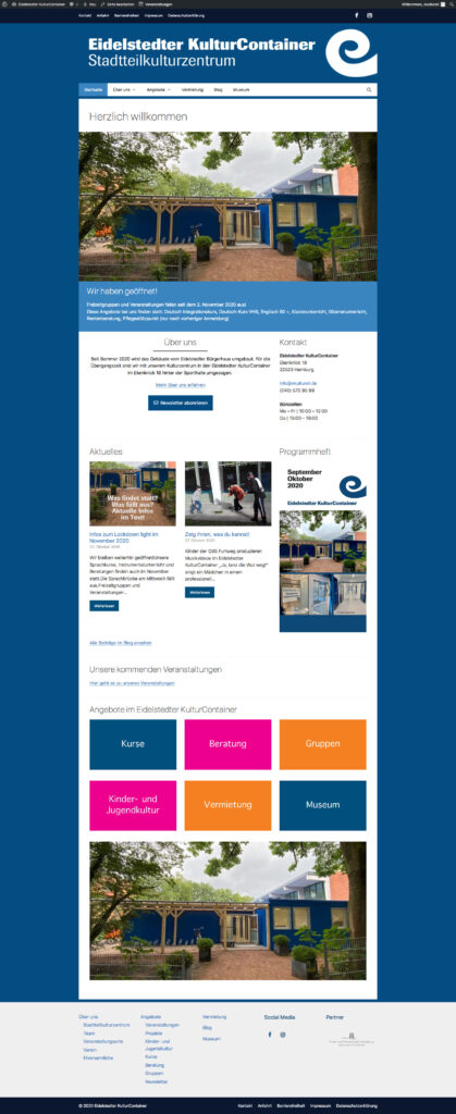 Eidelstedter KulturContainer – Stadtteilkulturzentrum – Screenshot von November 2020